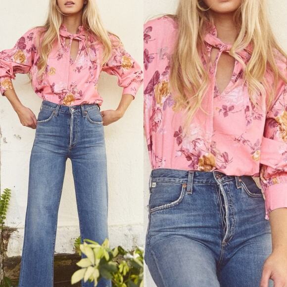 LOVESHACKFANCY Willow Corduroy Top In Charlestown Pink - Picture 1 of 16